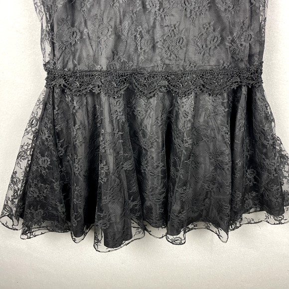 Vintage Witchy Whimsigoth Dress Womens 14 Black Lace Floral Goth Barbara Chodos - Picture 13 of 16